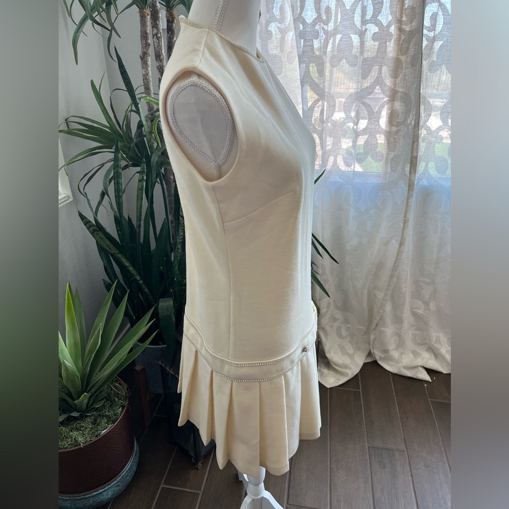 Vintage tennis dress style Butte Knit Charleston pleated rhinestone diamond wool - Picture 5 of 16